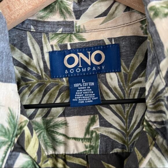 Ono & Company Men’s Aloha Palm Hawaii Hawaiian Button Front Shirt Large - Picture 2 of 8